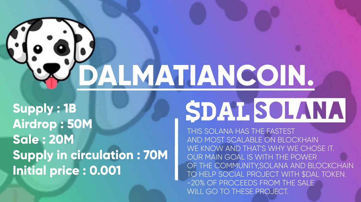 CoinDalmatian's tweet photo. Know all about $DAL
#solana #DAL https://t.co/6lBHLC4DqY