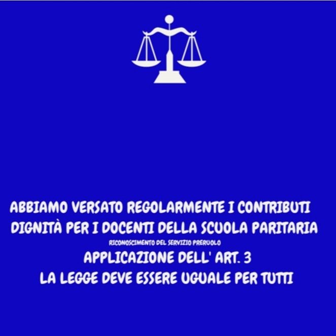fpinca15's tweet photo. @donatellastasio
@CorteCost
Dignità per la scuola paritaria. Migliaia di docenti attendono giustizia. Riconoscimento del servizio preruolo. Non è la richiesta di un privilegio, ma il riconoscimento di un diritto negato. https://t.co/u6VjKLBs9w