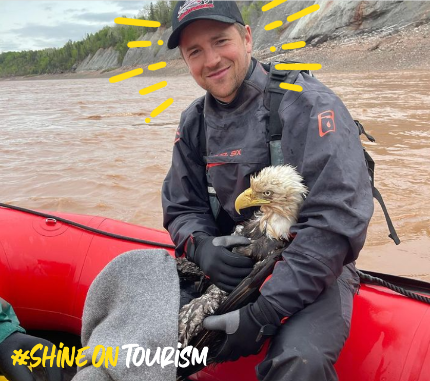 TourismNS's tweet photo. Emmett Blois is the owner &amp; guide of Shubenacadie @RiverWranglers He takes people from around the world on exhilarating tidal bore rafting tours. You might recognize him from his recent rescue of an injured bald eagle! #ShineOnTourism https://t.co/BAw8xi1k4c