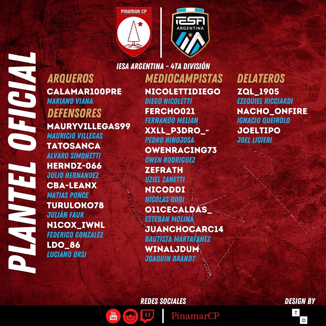 PinamarCP's tweet image. Presentación oficial del plantel para la próxima temporada de @iesafifaar.
#Temporada16
#CuartaDivisión. #CopaArgentina

Producción: @TraineDesign

Esto es PinamarCP 🔴⚪🔴