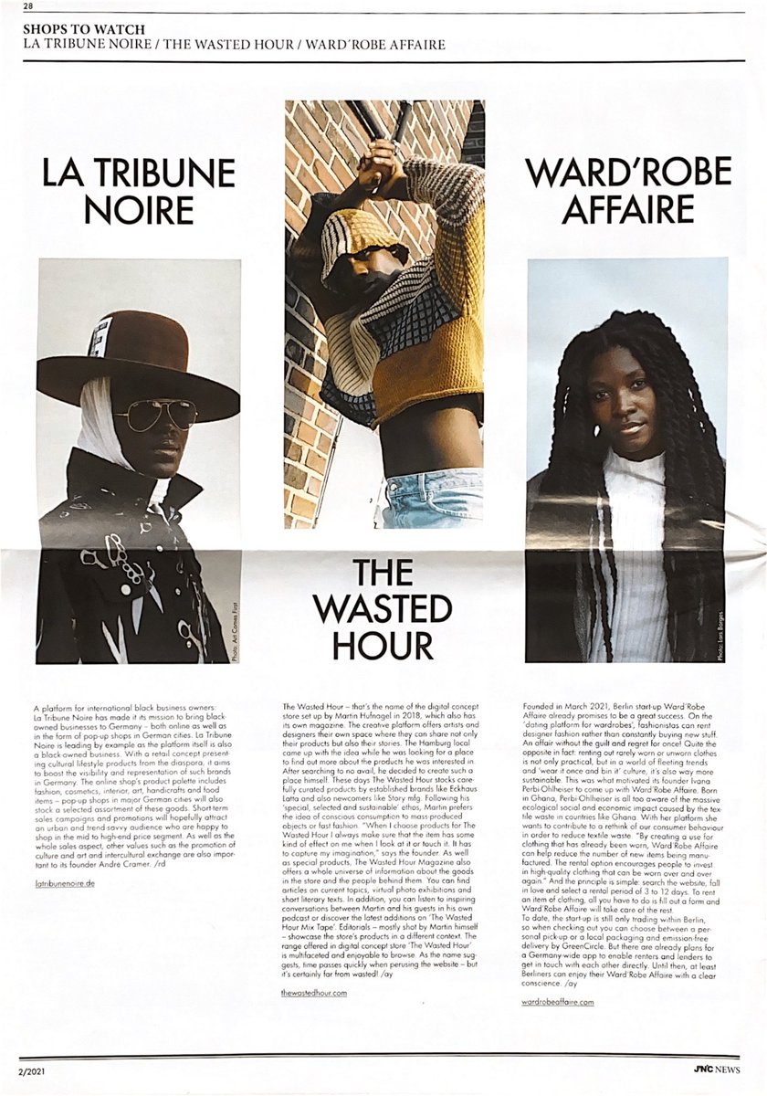 robewayapp's tweet image. Not one but TWO amazing print features this month! 💛 Thank you Cheryll Mühlen for including us under shops to watch in @jnc_magazine 

#fashion #shopstowatch 
#sustainablefashion #berlin