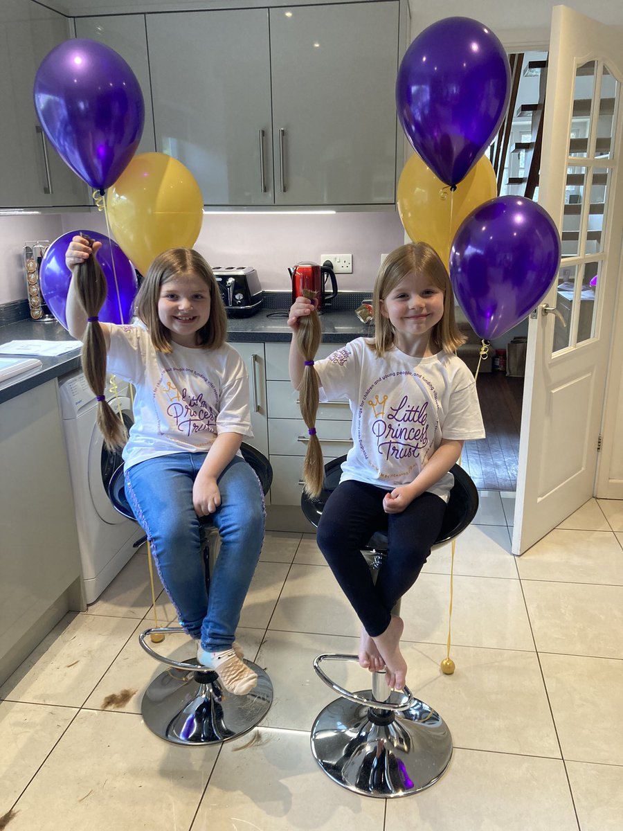 So unbelievably proud of our girls for donating 16” each of their beautiful hair @LPTrustUK . Thanks for all the donations, so far the girls have raised a whopping £778 🤩 the page is still open for donations if anyone would still like to donate 💜 justgiving.com/fundraising/Pa…