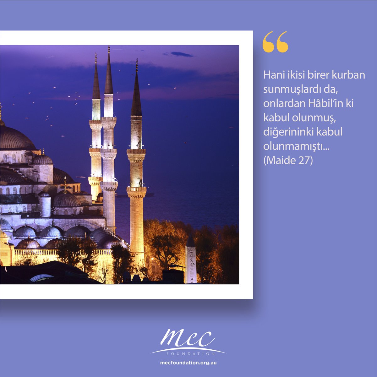 mecvakfi's tweet image. &quot;Ihsan is to worship Allah as if you see Him, and if you do not achieve this state of devotion, then (take it for granted that) Allah sees you.&quot;

Sahih al-Bukhari 4777

🌐 mecfoundation.org.au

#DoItForTheSakeOfAllah #doitproperly