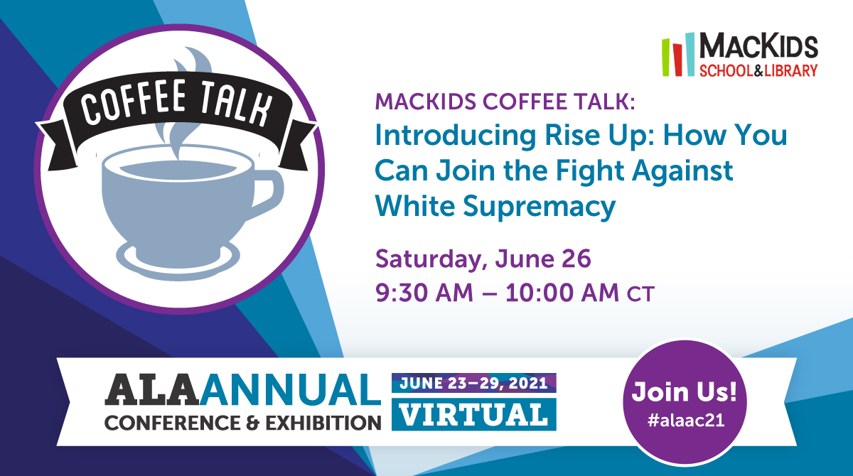 In 30 minutes, join the MacKids Coffee Talk with Dr. Crystal M. Fleming who will discuss white supremacy and the history and ongoing realities of racial oppression. bit.ly/3zBPgOd #ALAAC21
