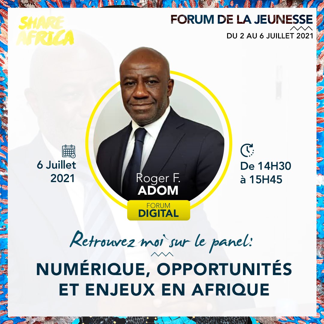 ShareAfrica1's tweet photo. [Afrique digitale]

L’actuel Ministre de l'Economie Numérique, des Télécommunications et de l'Innovation de la Côte d'Ivoire vous attend pour la 1ère édition du forum Share Africa, le 6 juillet à partir de 14h30
 https://t.co/RrFB5tB1lc 💻

#shareafrica #forumdigital https://t.co/ilouFWtiaJ