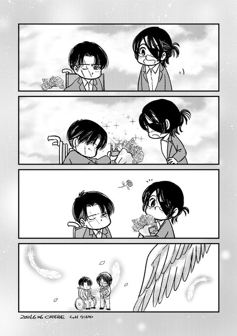 #リヴァハン版深夜の真剣お絵描き60分1本勝負
『ハプニング 、花束』2021.6.26
ハンジさん生存設定です<(_ _)> 