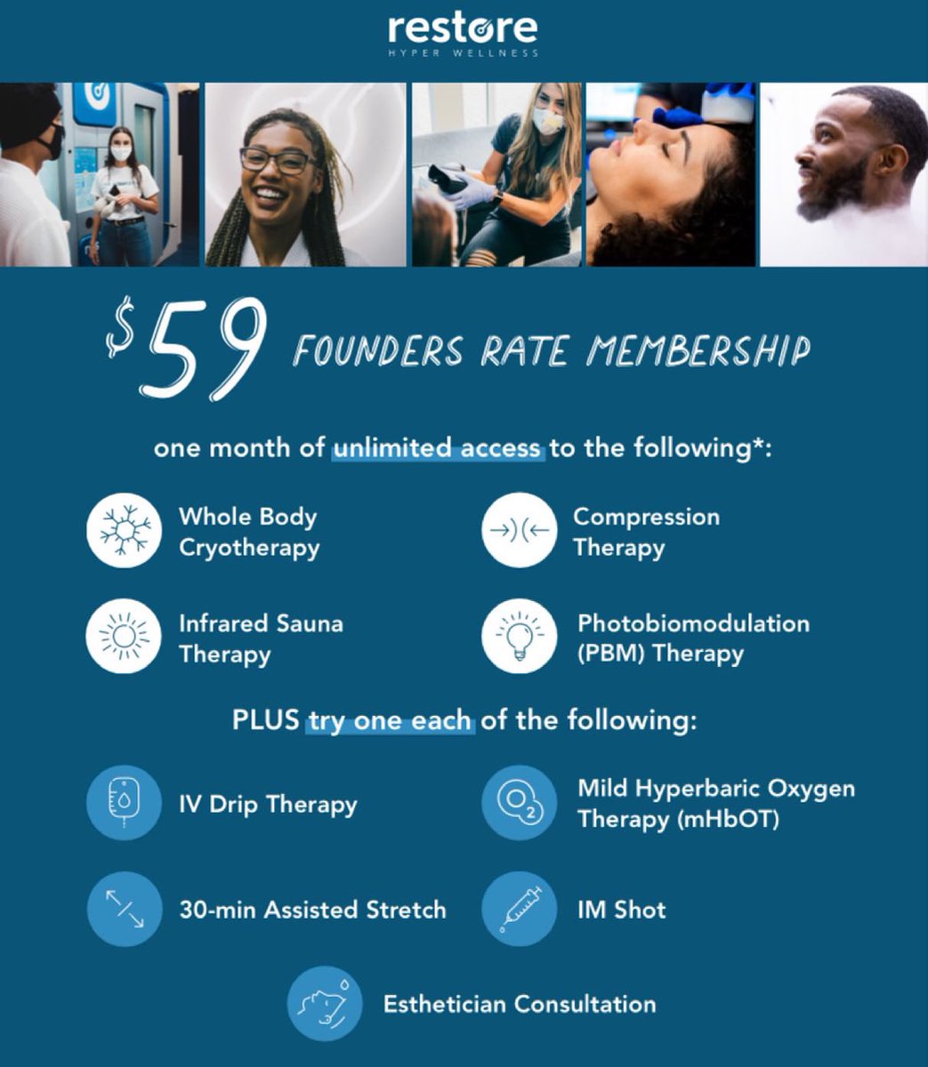 $59 for UNLIMITED core services &amp; a lot more that is included in this deal. 

After the first month, you will lock in our Founders Rate for our Restore Couples, Wellness Couples, Daily, Daily Couples, or Stretch+ membership. 

That means saving money while we help you #DoMore