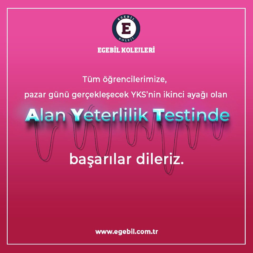 27 Haziran tarihinde gerçekleşecek olan YKS'nin ikinci ayağı AYT'de tüm öğrencilerimize başarılar dileriz. 

#yks #tyt #egebil #ayt