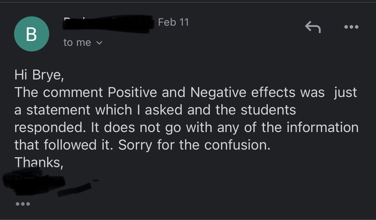 Her first response was to just brush over it because we didn’t go through it in class, and because the work sheet was also mostly about education. 3/10