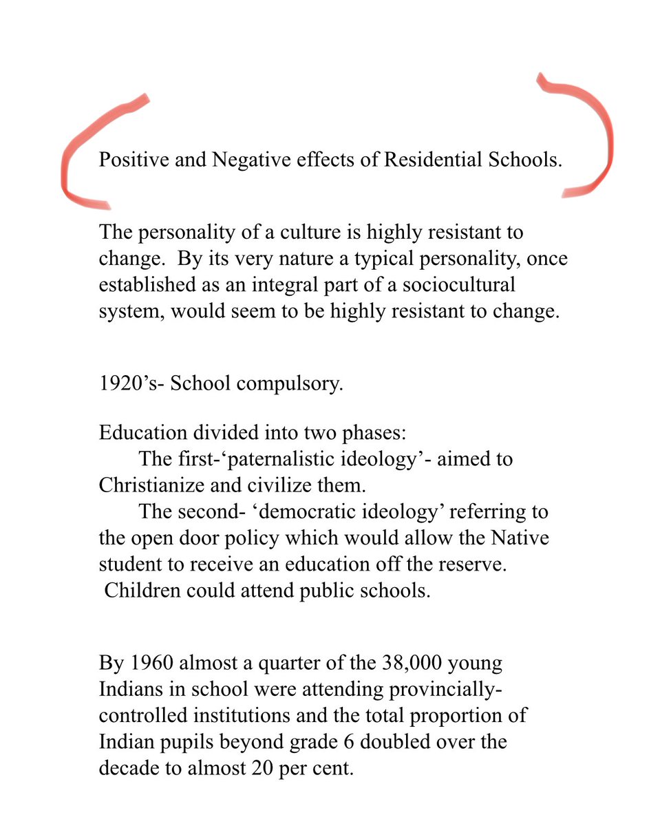 In 2021 a professor at the university I attend is teaching misinformation about residential schools. A Thread:My professor gave us a work sheet to look over and read after class and I seen a statement that said “positives and negatives of residential schools” 1/10