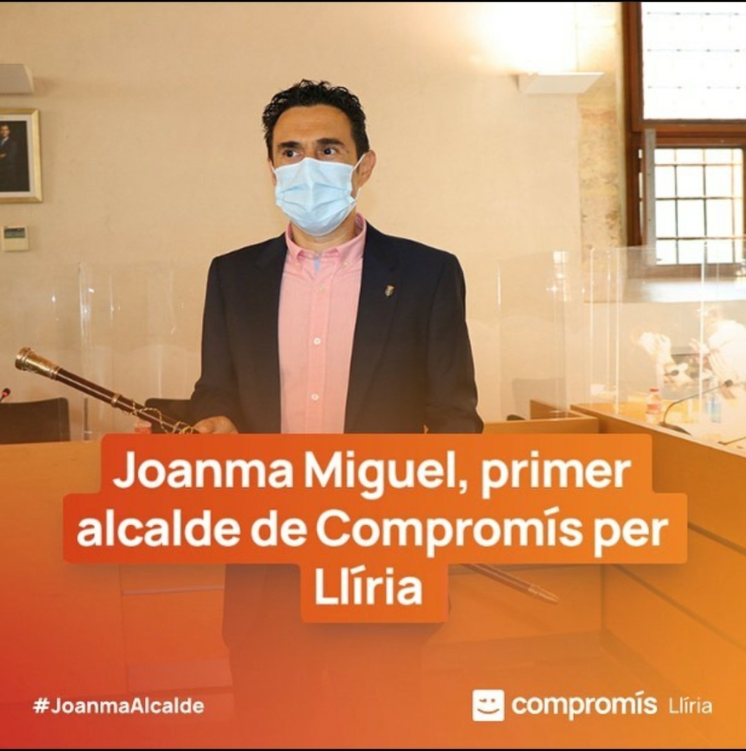 carletesteve's tweet image. Des de hui, Llíria té a Joanma Miguel com a alcalde. Una garantia de govern a peu de carrer i compromés amb les persones.

#GovernsAmbCompromís 
#LesPersonesPrimer
