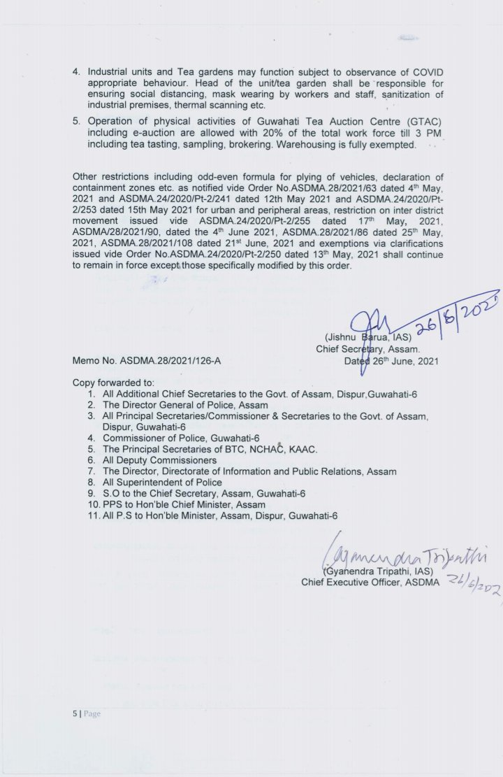 sdma_assam's tweet photo. (2/2) The following directives will remain in force w.e.f 5 AM of June 28, 2021 until further order in both rural and urban areas. 

#Assam #Guwahati #COVID19 #coronavirus #NDMA #ASDMA https://t.co/C14rEYA7Tf