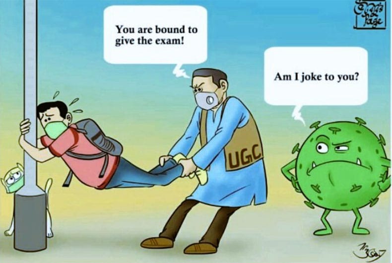 Geet1041's tweet photo. Government is forcing students for offline exams. Students are in great tension due to such kind of behaviour by Government. Students want cancellation of university exams!! 

#canceluniversityexams
#calloffofflineexams
#Justiceforstudents https://t.co/nJ3m7FY2st