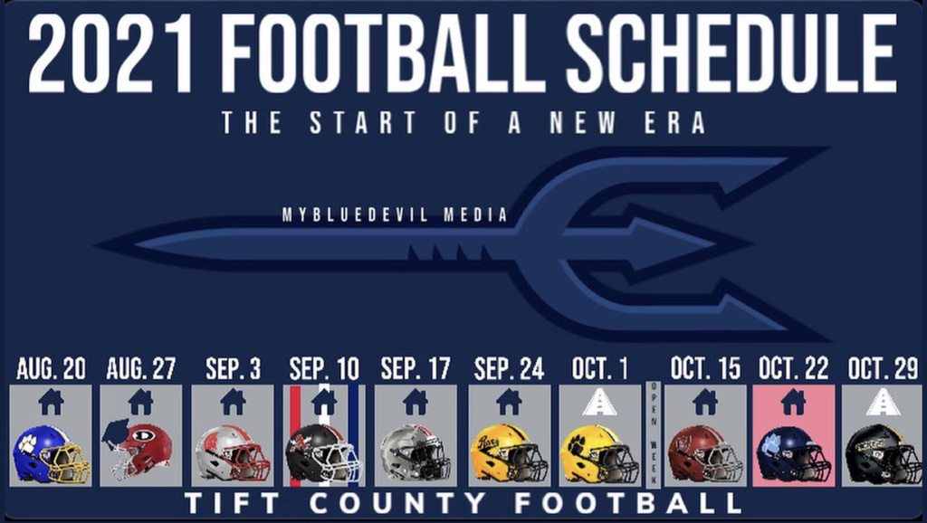 TiftSchools's tweet image. Blue Devil Football Season Tickets (​reserved seat and general admission) and All Sports Passes (available for adults and students) go on sale July 5th at TCHS. 
Visit our website at athletics.tiftschools.com/o/athletics/pa…​ for details. #4theT