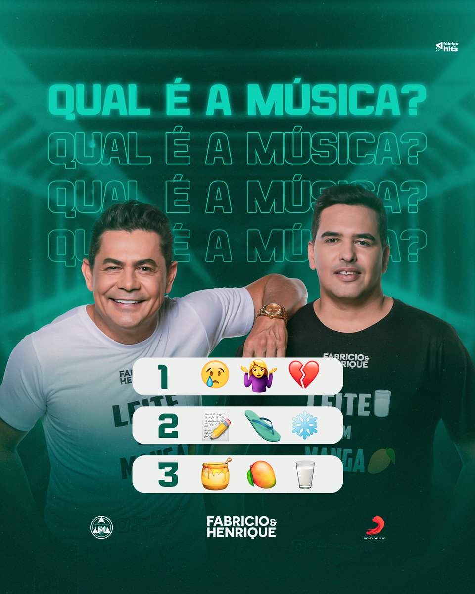 Vamos brincar galera? 🙃 Será que vocês sabem quais são essas músicas ? 🎶🎧 Comentem aqui👇🏻

#FabrícioEHenrique #Música #Sertanejo #Play #Hit #Sucesso