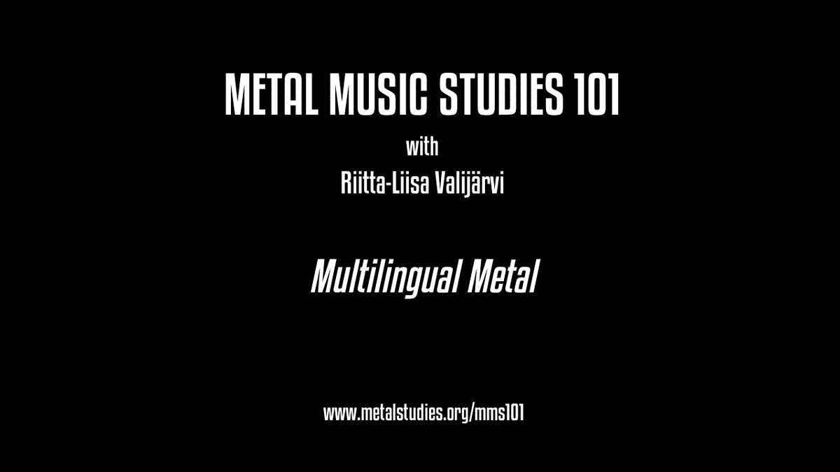 metalstudies's tweet photo. Dr. Riitta-Liisa Valijärvi of @UCLSSEESS, with @charlotte_does and @amandadijoy, created 'Multilingual Metal', a new volume of research on the functions of non-English lyrics in metal music. Published by @EmeraldGlobal. Read it on https://t.co/oloXGC4UbB !

#metalmusicstudies101 https://t.co/eTlLT2rxof
