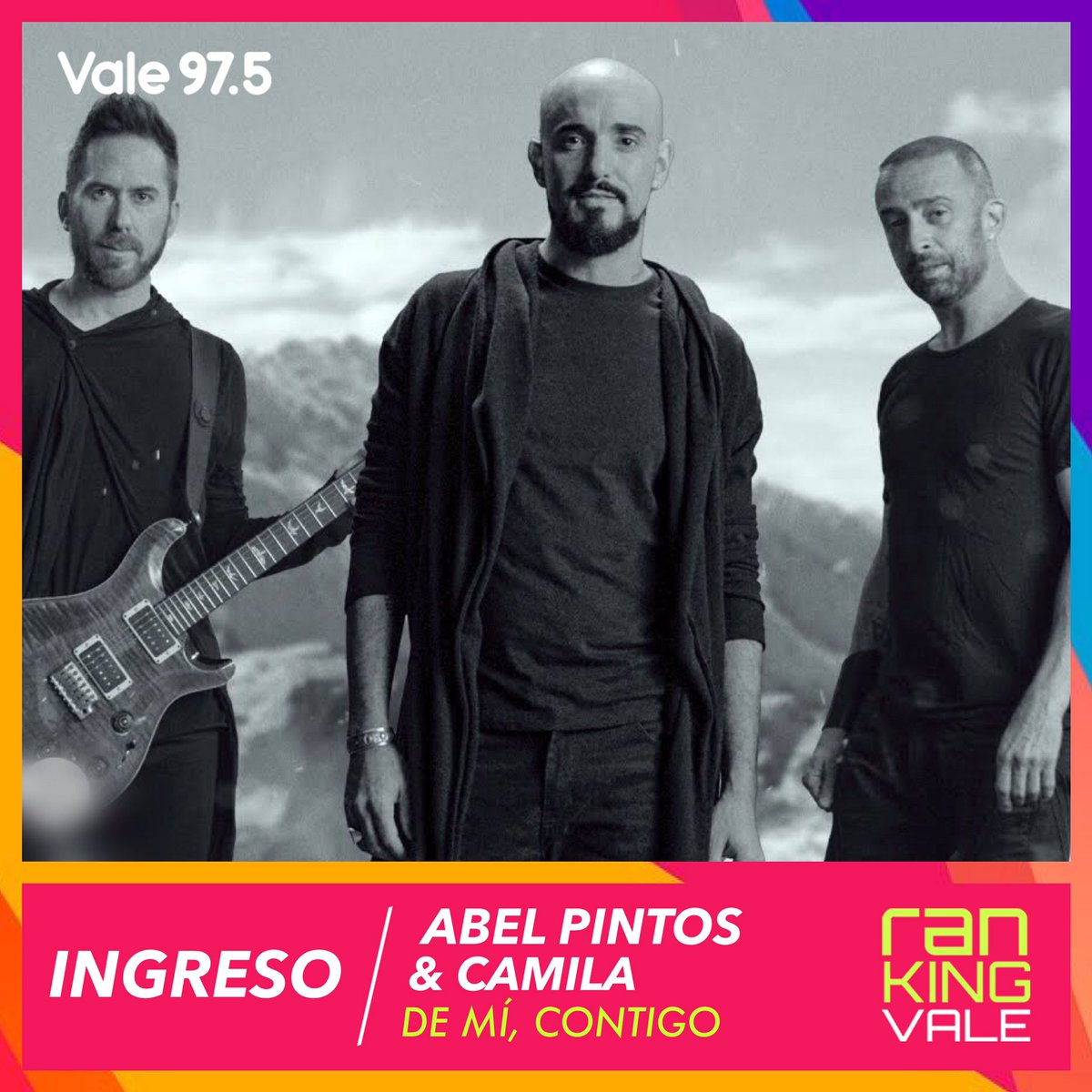 Vale975's tweet photo. INGRESO | ¡Bienvenidos! @AbelPintos &amp; @CamilaMX nos traen una balada increíble, que desde esta semana comienza su camino a la cima del #RankingVale 🚀 https://t.co/anlJusgUGs