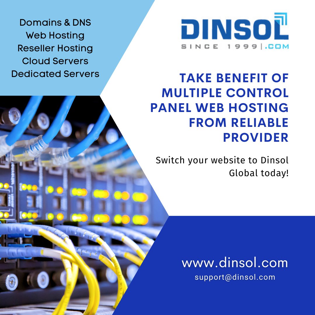 dinsol's tweet photo. Take benefit of multiple control panel web hosting from reliable provider!

Domains &amp; DNS
Web Hosting
Reseller Hosting
Cloud Servers
Dedicated Servers
Switch your website to Dinsol Global today!
https://t.co/ZnoQZfXlXN
⁠⁠⁠⁠
#webhosting #unlimitedhosting #sharedhosting https://t.co/LMiTGoZB9m