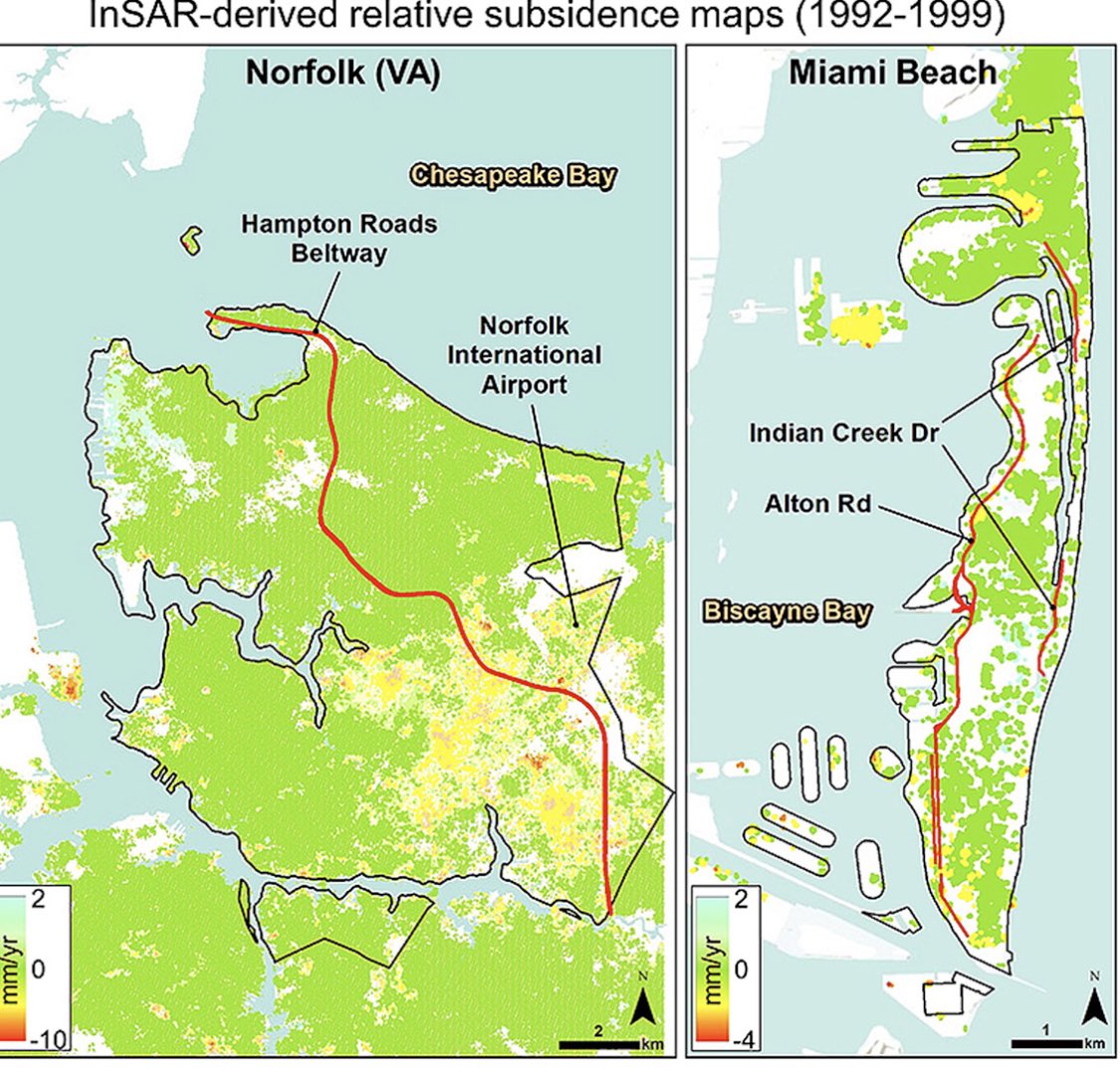CPPGeophysics's tweet photo. A comparison of the location of the partially collapsed building in Miami, and a map from the Fiaschi and Wdowinski paper on InSAR measured subsidence (on the northern edge of the study area). More figures can be found in the original paper:
https://t.co/lLelc3xAI5 https://t.co/hHRZ58bugl