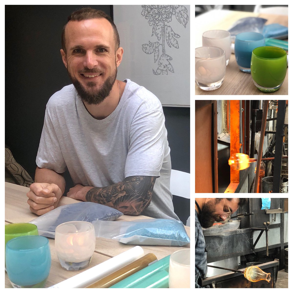 Stefan24Frei's tweet photo. Got to watch amazingly skilled artists at work yesterday at @glassybaby and learned a lot. Excited to be working with them to design a limited-edition glassybaby for #ChildhoodCancerAwarenessMonth. More to come!

#WIP #HotShop #Handblown #KickChildhoodCancer https://t.co/Z1eKFV44Px