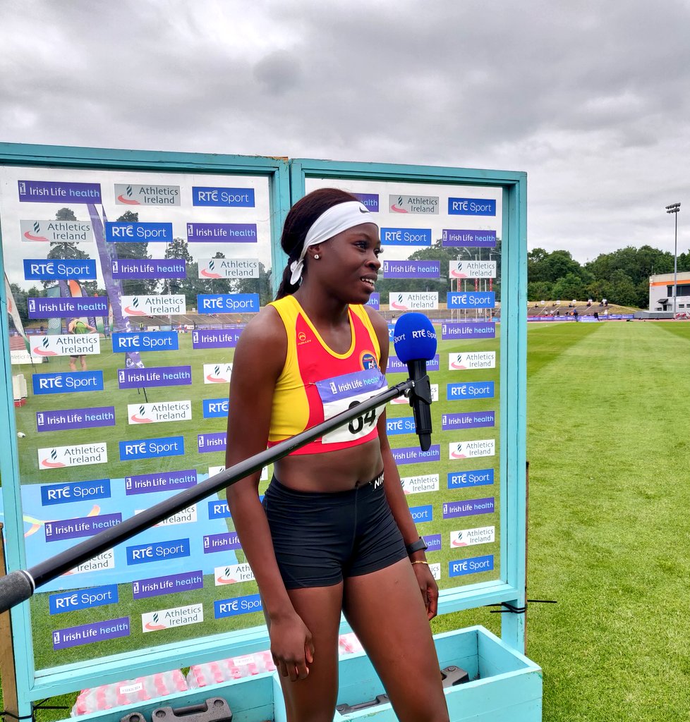One of the brightest stars of Irish athletics is back on home soil. <a href="/rhasidatadeleke/">Rhasidat Adeleke</a> with a superb 11.29 (2.6m/s) to take the national senior 100m title. She's still only 18. Will be back for the 200 tomorrow.