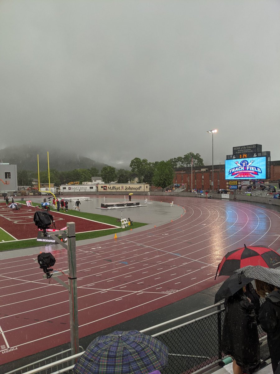 Not the dryest track meet, but Ellie Johnson qualified for finals in the 100M hurdles and runs at 1:30!