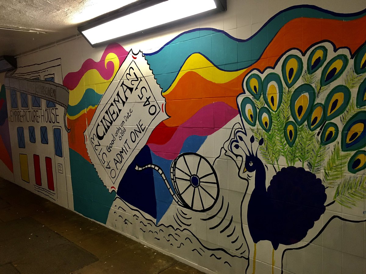 RoomArts's tweet photo. In the words of The Jam  ‘We’re Going Underground! Turning gloomy Subways into colourful Canvases! With the wonderful @coxykate @ClikClikWorc working with @KidderminstColl @Kiddi_BID #horsefairandproud #subways #murals #communityarts https://t.co/cko13NjCOb