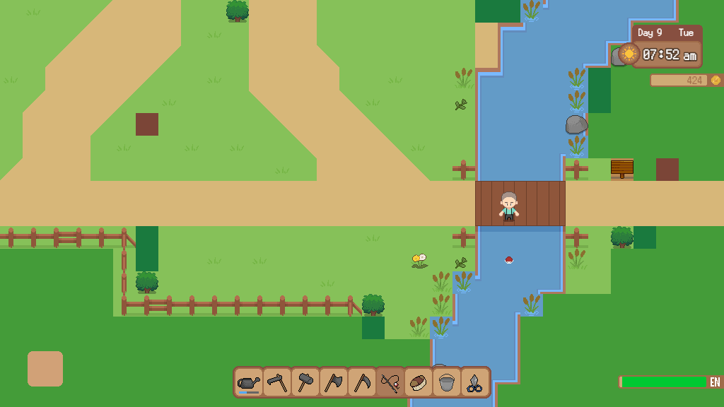 jomiancu's tweet photo. A few more early wip screenshots of the #rpgmakermv life/farm sim I'm working on! 
It's coming along nicely 🌞🌿🌻✨
#screenshotsaturday https://t.co/0Bz2EMSeIg