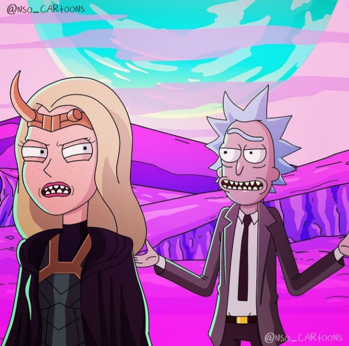 Rick & Morty parody of Loki.

(IG: nso_cartoons)