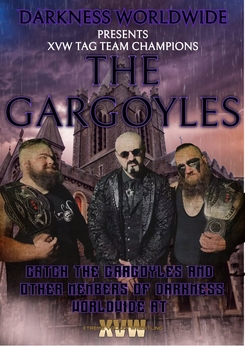 TONIGHT! The <a href="/xvwohio/">XVW (Xtreme Valley Wrestling) - DAYTON DEBUT 7/6!</a> Tag Team Champions, The Gargoyles w/ “The Leader” @DavidBSpector, return to Franklin to continue their reign of domination!!

XVW SKYFALL
(the final event at the American Legion)
Saturday June 26th, 2021
126 E. 4th St., Franklin, OH
Bell 6:05pm Admission $10
