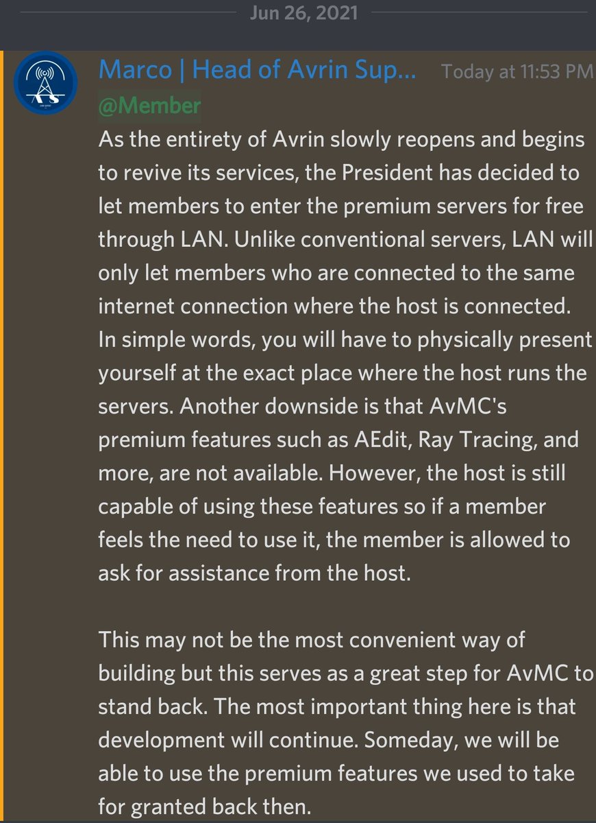 AvrinSupport's tweet image. Members are now allowed to enter the premium servers for FREE! The premium servers can be accessed by any Avrinian through LAN