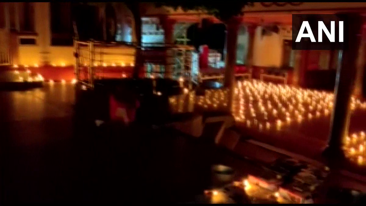 ANI's tweet photo. Assam: Kamakhya Temple in Guwahati illuminated, doors of the temple opened today after three days following Ambubachi. 

Ambubachi celebrates the menstruation of Goddess Kamakhya during which the temple remains close. https://t.co/JQudT7SmKq