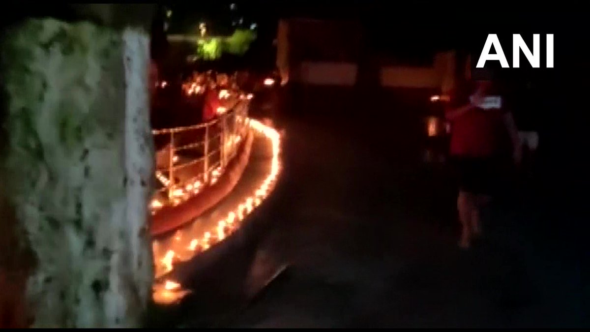 ANI's tweet photo. Assam: Kamakhya Temple in Guwahati illuminated, doors of the temple opened today after three days following Ambubachi. 

Ambubachi celebrates the menstruation of Goddess Kamakhya during which the temple remains close. https://t.co/JQudT7SmKq