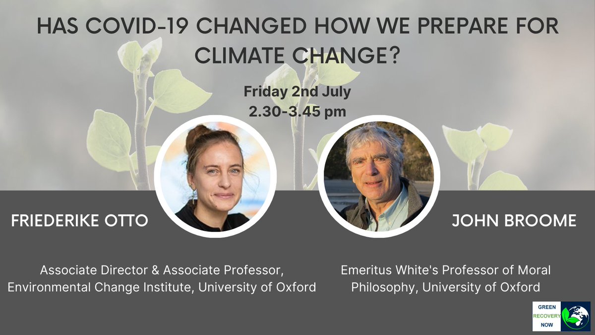Please join us for the second event of our summer event series which will bring together two different perspectives to discuss climate ethics, the role of the IPPC and if COVID-19 changed how we prepare for climate change. Register: bit.ly/3wTwCQi <a href="/FrediOtto/">Dr Friederike Otto</a> <a href="/ecioxford/">ECI, Univ of Oxford</a>