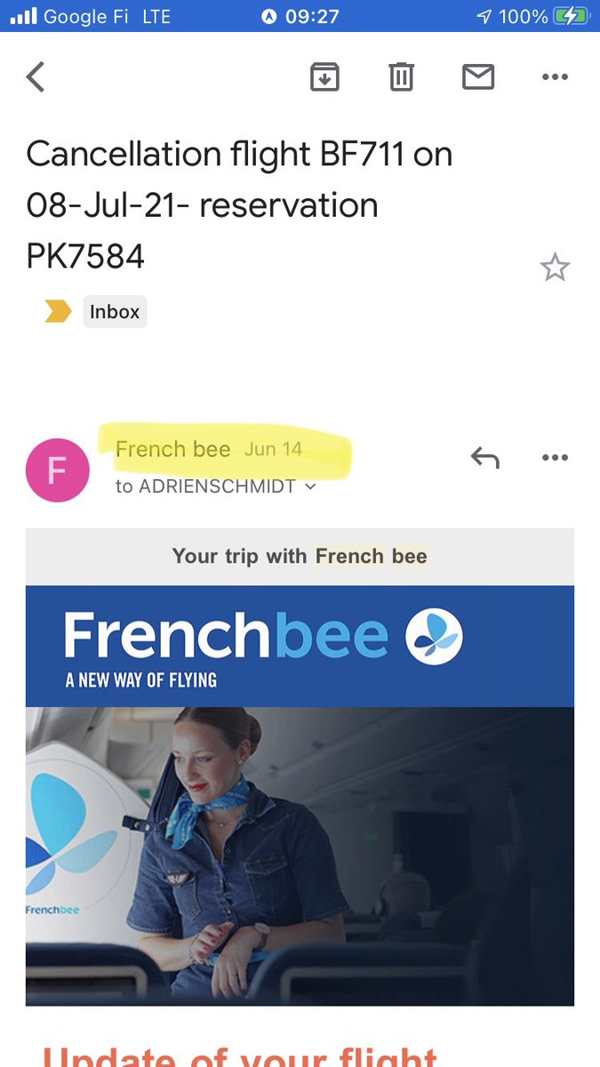 Adrien Schmidt (@a_schm) on Twitter photo Thanks <a href="/flyfrenchbee/">French bee ✈️</a> for refusing to accept my voucher after canceling my flights last December, asking for another payment instead and taking the money, and less than 2 weeks later cancelling the flight again (and keeping the money of course). Travelers beware! Thanks <a href="/flyfrenchbee/">French bee ✈️</a> for refusing to accept my voucher after canceling my flights last December, asking for another payment instead and taking the money, and less than 2 weeks later cancelling the flight again (and keeping the money of course). Travelers beware!