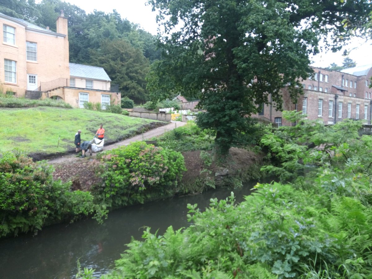 Busy working at #national trust #quarrybank  strimming river banks