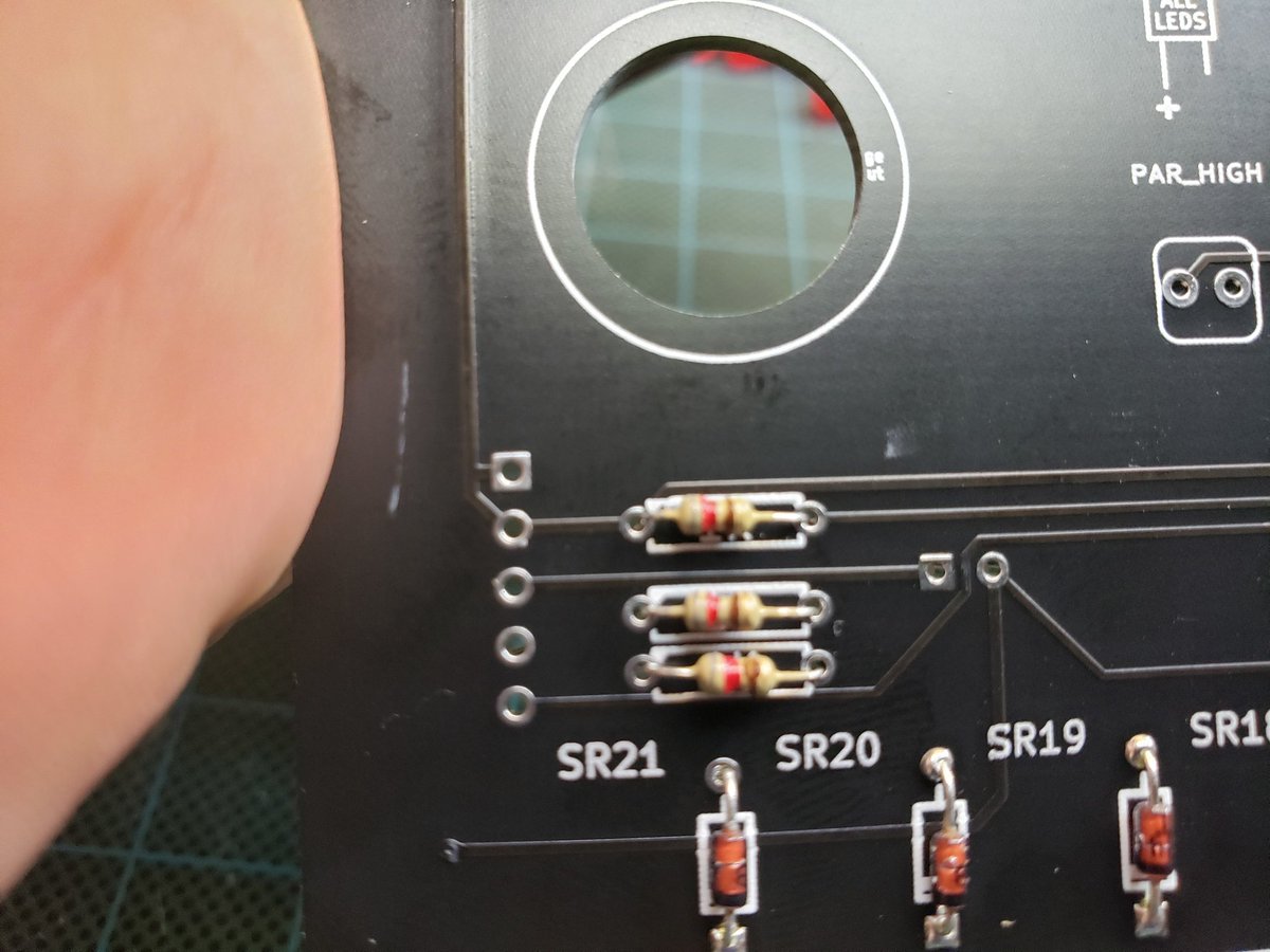 mark_lawler's tweet image. Followed by 12 resistors.  Making sure the color bands are all oriented the same way only for aesthetics. #PiDP11 #RetroComputing