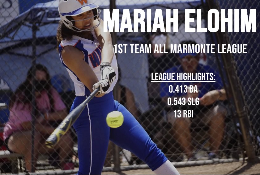Another one for junior third baseman Mariah Elohim! She slugs her way to a second 1st team selection of the spring, also earning it in girls basketball. Congrats Mariah!