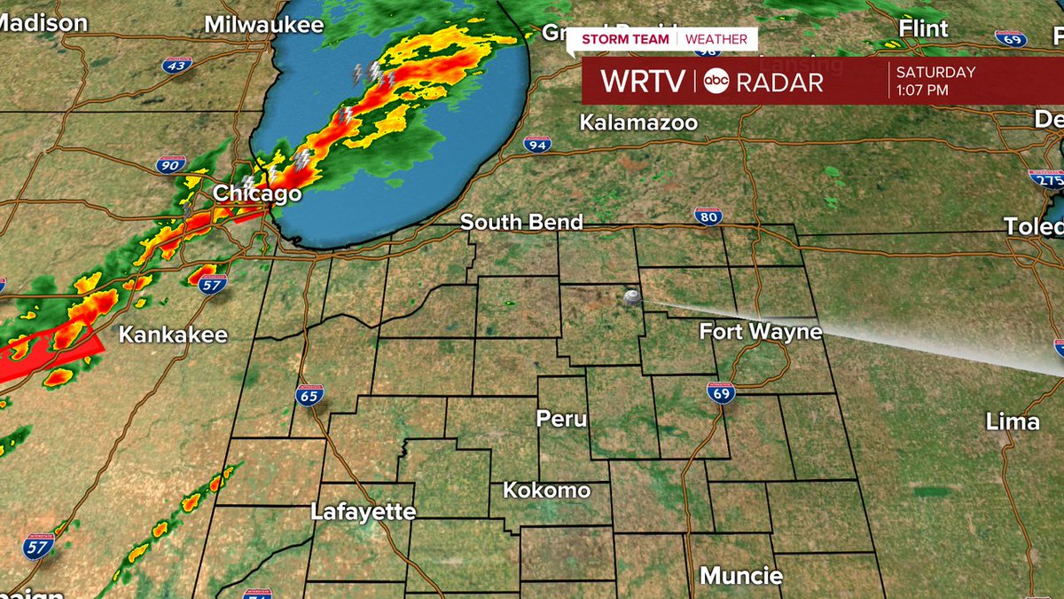 wrtv's tweet photo. A Tornado Watch has been issued for counties in red until Jun 26 8:00PM https://t.co/VZnbcepzhf