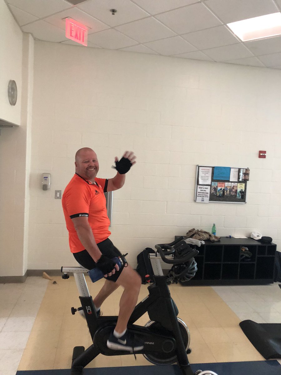 coachpadg's tweet photo. Shout out to this guy!!’ His bike basically exploded yesterday in Sedalia. We had to ride on without him. What does he do? Gets a backup bike and goes back to the EXACT SPOT where he left off and rides by himself all the way to Boonville! #legend #stubbornashell https://t.co/Y9gRMDMUNs