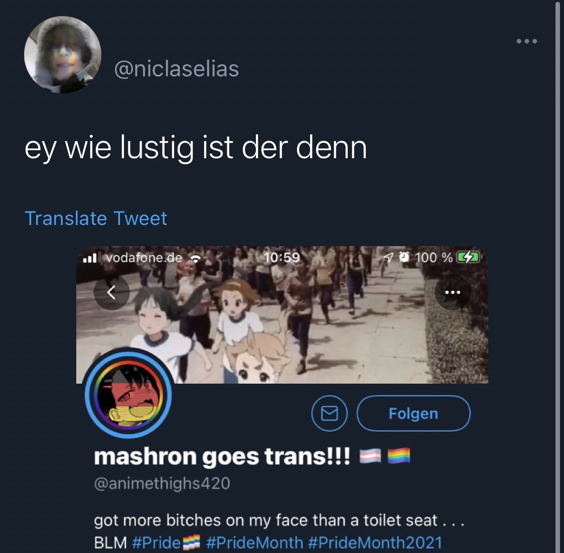 Jiffkibbit's tweet photo. Da sich eigene User über meine Bio aufgeregt haben da sie Hashtags wie #LGBTQ, #Transsafe etc. enthält und das hier anscheinend nicht gerne gesehen ist, werde ich dieses Profil etwas umgestalten.
Ich hoffe ich habt dafür Verständnis.
Lg. https://t.co/G7H2fWMioO