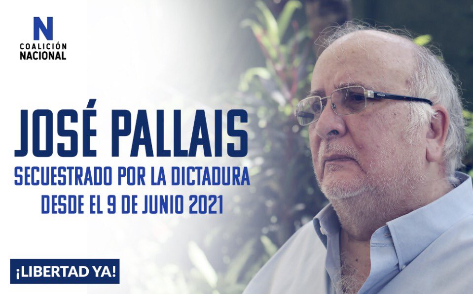 José Pallais fue secuestrado por la dictadura el 9 de junio. El  padece de diversas afectaciones de salud y ni su familia, ni su abogado ha podido constatar su estado físico￼￼. ¡Que lo muestren¿ dónde está José Pallais? ￼! #LibertadYa