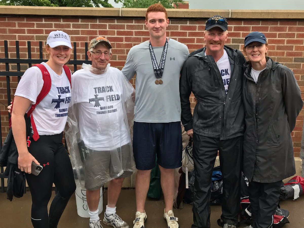 Jake medals in shot put and discus. Great senior year! Mckenzie finishes 11th out of 24 competitors in both high jump and the open 800.