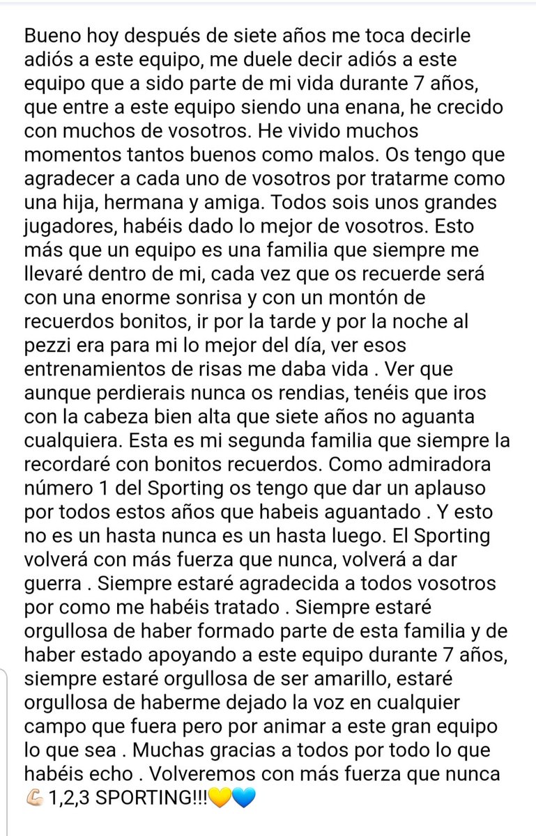 Hoy nuestra seguidora N°1,Lucia Cuenca hija de nuestro mister nos destrozó el 💔😢😢 con esta carta que les mandó a nuestros jugadores y cuerpo técnico, intentaremos volver por gente como tú, 💛💛💛😘