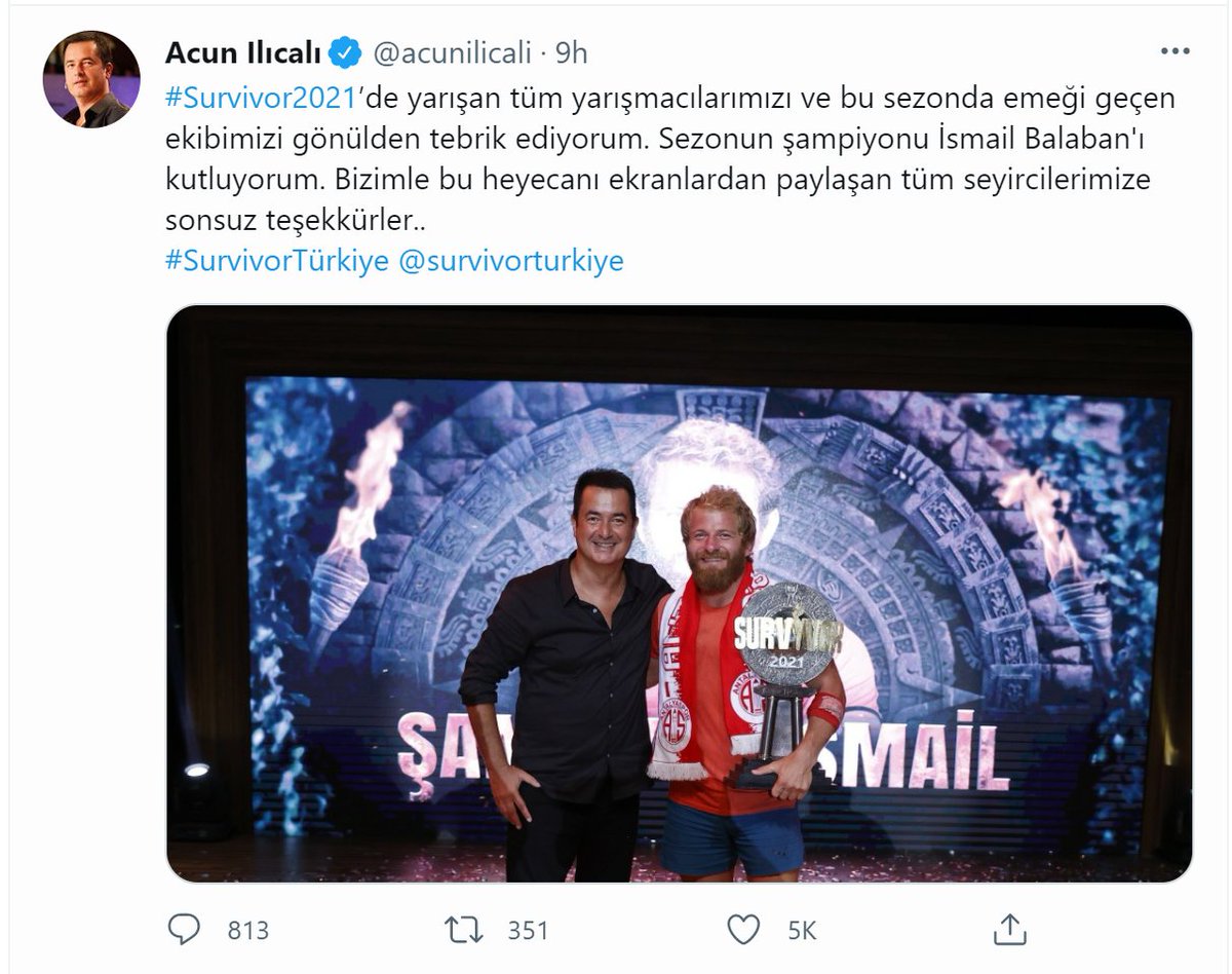 EvoYorum's tweet photo. 5,8 milyon takipçili Acun'un şampiyon payla;ımı 5K beğeni alırken Dara'nın Ayşe ve Poyraz paylaşımı 10K beğeni almış. Tweet bu kadar @acunilicali @hardlyanyjuice https://t.co/p2WLJpWQmP