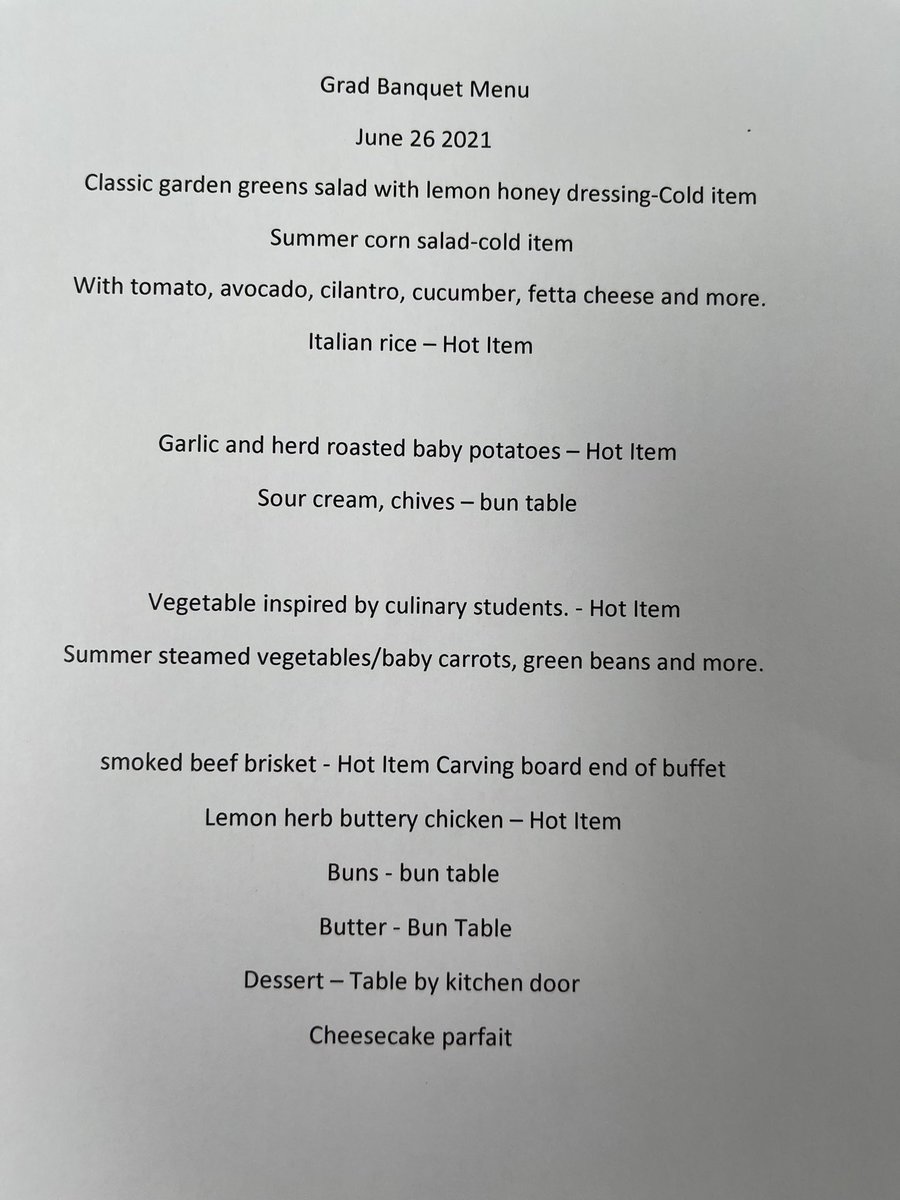 BoGriz's tweet photo. @MedHatHigh Grad banquet tonight in the Hub. Check out the meal prepared by Chef Jamie, Dixie  and our culinary students. https://t.co/aj7ZpAdNZa