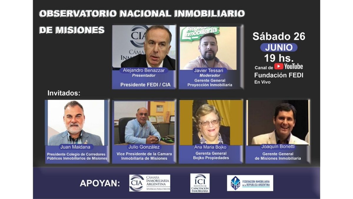 FediFundacion's tweet photo. HOY 19:00 Hs. Observatorio Nacional Inmobiliario de Misiones - Enterate todo de la Actualidad Inmobiliaria, hoy nos toca de la provincia de #Misiones .

https://t.co/qeuLEzzjWf

#actualidadinmobiliaria #inmobiliarios #Misiones https://t.co/9jlYBsphhv