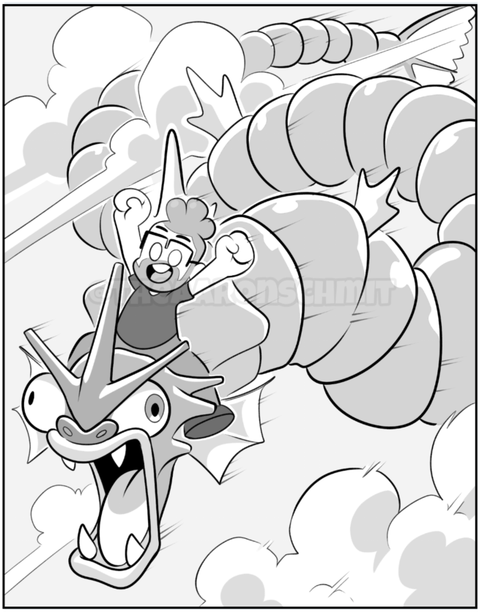 POKEMON SOULSILVER RANDOMIZED NUZLOCKE COMIC

So I messed up my TM/HM settings on the Randomizer and accidentally discovered my Gyarados, named Floppy, could learn Fly. But the thought of flying a Gyarados was too funny to not make a reality!

FLY INTO THE SKY, FLOPPY!!! ☁️🐉☁️ 