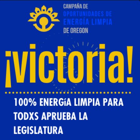 Oregon Clean Energy (@orcleanenergy) on Twitter photo BREAKING: Oregon Senate approves 100% Clean Energy for All (HB 2021) by 16-11 and the bill now goes to <a href="/OregonGovBrown/">Governor Kate Brown</a> for her signature.
This is a historic day for Oregon, amidst record-breaking heat, environmental justice leaders led to this victory. #ORleg #ORpol BREAKING: Oregon Senate approves 100% Clean Energy for All (HB 2021) by 16-11 and the bill now goes to <a href="/OregonGovBrown/">Governor Kate Brown</a> for her signature.
This is a historic day for Oregon, amidst record-breaking heat, environmental justice leaders led to this victory. #ORleg #ORpol