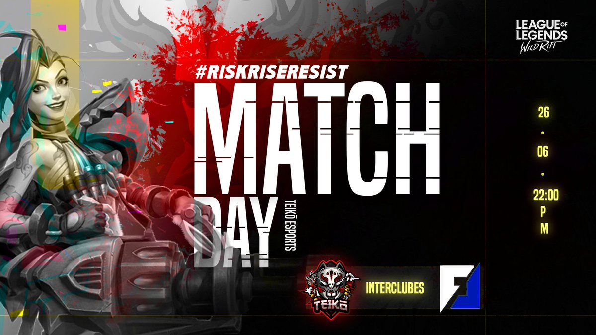 EsportsEVAD's tweet photo. Matchday! 

Esta noche jugamos una jornada más de esta competencia. 

⏱ 10:00pm 🇪🇸
🆚 @FlezzingWR
🏆 @_Interclubes_

¡A dejarlo todo en la grieta! 😎 

#WildRift #RiskRiseResist https://t.co/bINK1WmGTT